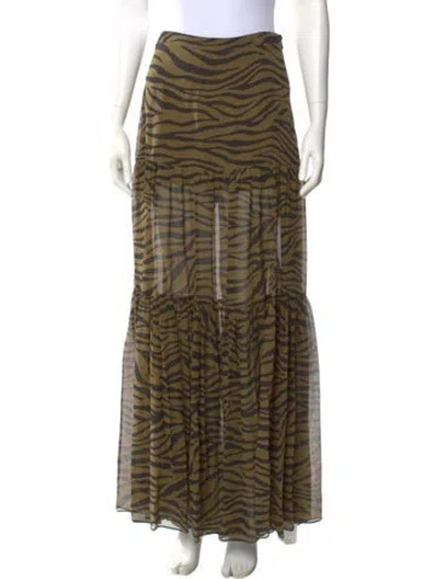 Pre-owned Veronica Beard Silk Long Skirt In Green