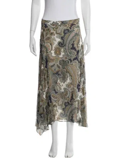 Pre-owned Veronica Beard Silk Long Skirt In Green