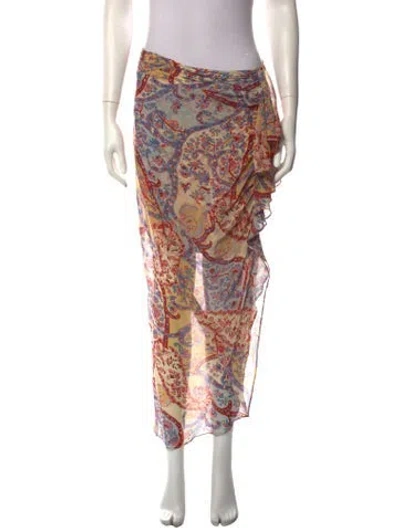 Pre-owned Veronica Beard Silk Long Skirt In Neutrals/red