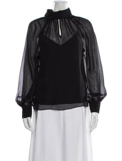 Pre-owned Veronica Beard Silk Long Sleeve Blouse In Black