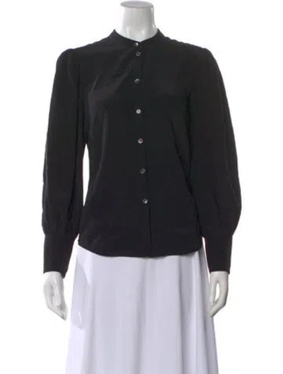 Pre-owned Veronica Beard Silk Long Sleeve Blouse In Black
