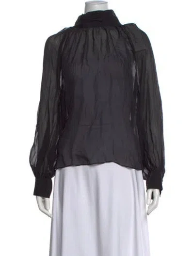 Pre-owned Veronica Beard Silk Long Sleeve Blouse In Black