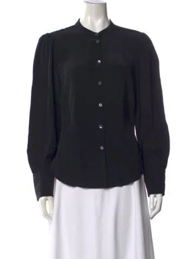 Pre-owned Veronica Beard Silk Long Sleeve Blouse In Black