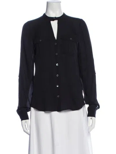 Pre-owned Veronica Beard Silk Long Sleeve Blouse In Blue