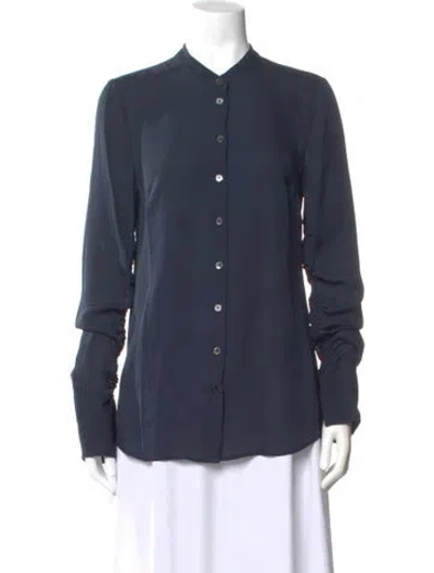 Pre-owned Veronica Beard Silk Long Sleeve Blouse In Blue