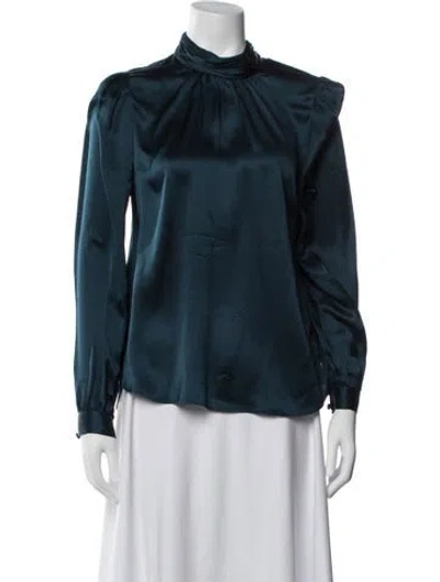 Pre-owned Veronica Beard Silk Long Sleeve Blouse In Blue