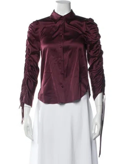 Pre-owned Veronica Beard Silk Long Sleeve Blouse In Burgundy