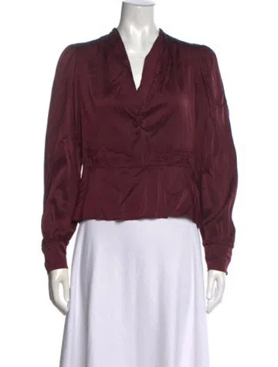 Pre-owned Veronica Beard Silk Long Sleeve Blouse In Burgundy