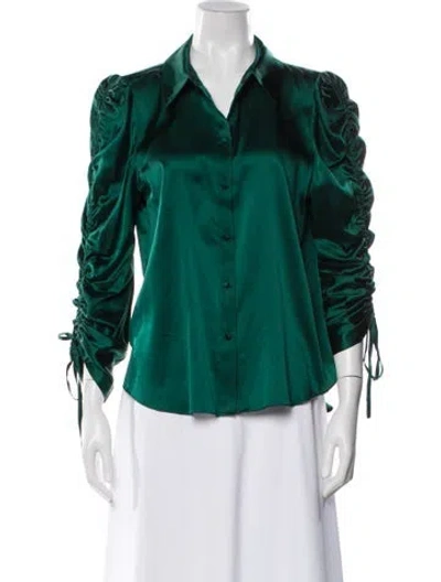 Pre-owned Veronica Beard Silk Long Sleeve Blouse In Green