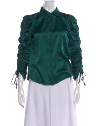 Pre-owned Veronica Beard Silk Long Sleeve Blouse In Green