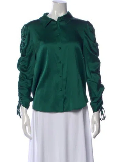 Pre-owned Veronica Beard Silk Long Sleeve Blouse In Green