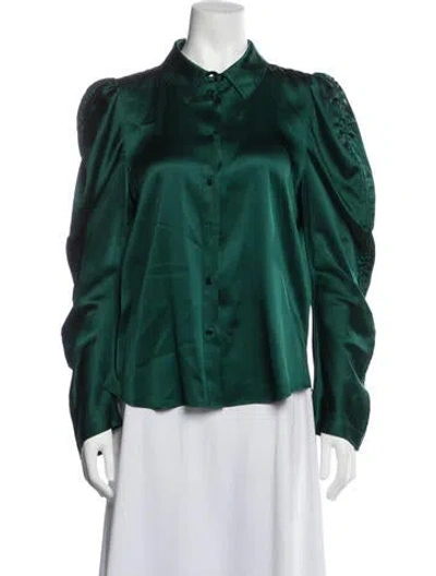 Pre-owned Veronica Beard Silk Long Sleeve Blouse In Green