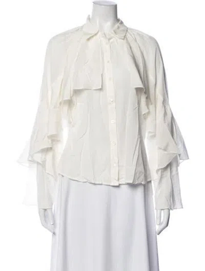 Pre-owned Veronica Beard Silk Long Sleeve Blouse In Neutral
