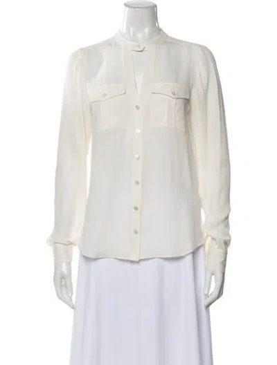 Pre-owned Veronica Beard Silk Long Sleeve Blouse In White