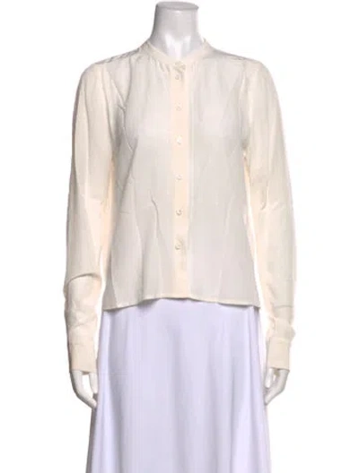 Pre-owned Veronica Beard Silk Long Sleeve Blouse In White