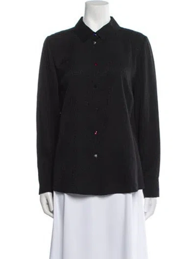Pre-owned Veronica Beard Silk Long Sleeve Button-up Top In Blue