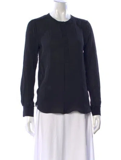 Pre-owned Veronica Beard Silk Long Sleeve Button-up Top In Blue
