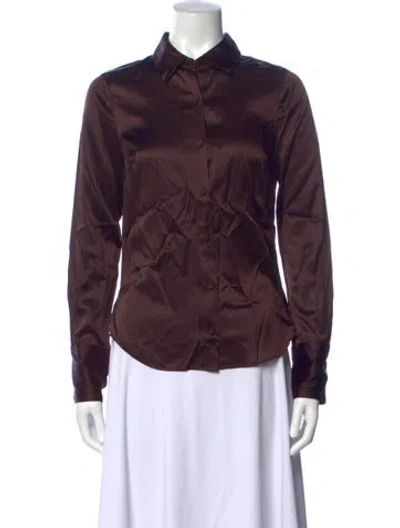 Pre-owned Veronica Beard Silk Long Sleeve Button-up Top In Burgundy