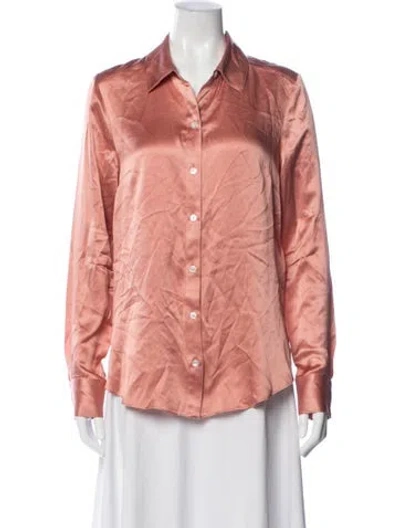 Pre-owned Veronica Beard Silk Long Sleeve Button-up Top In Pink