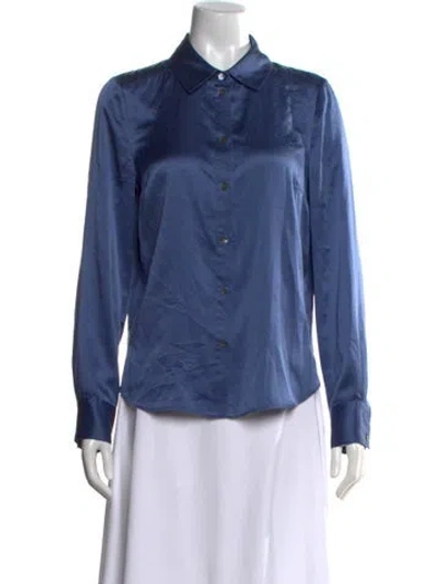 Pre-owned Veronica Beard Silk Long Sleeve Button-up Top In White