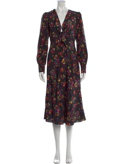 Pre-owned Veronica Beard Silk Midi Length Dress In Black
