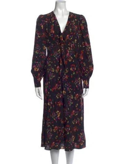 Pre-owned Veronica Beard Silk Midi Length Dress In Black
