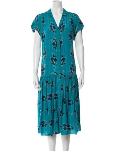 Pre-owned Veronica Beard Silk Midi Length Dress In Blue