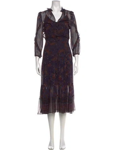 Pre-owned Veronica Beard Silk Midi Length Dress In Blue