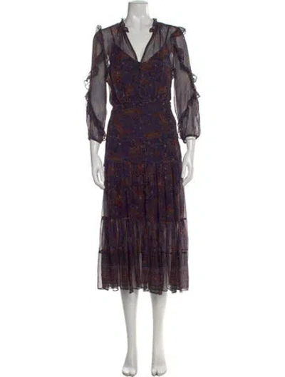 Pre-owned Veronica Beard Silk Midi Length Dress In Blue