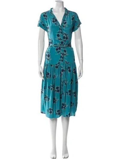 Pre-owned Veronica Beard Silk Midi Length Dress In Blue