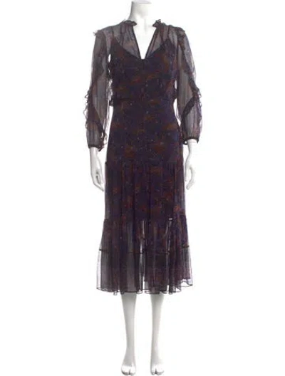 Pre-owned Veronica Beard Silk Midi Length Dress In Blue