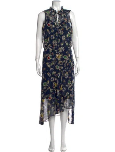 Pre-owned Veronica Beard Silk Midi Length Dress In Blue