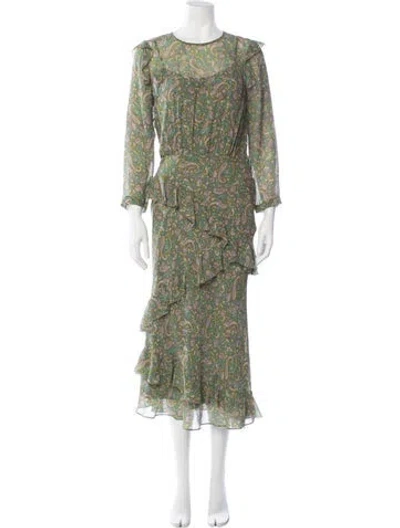 Pre-owned Veronica Beard Silk Midi Length Dress In Blue/green