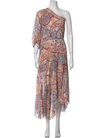 Pre-owned Veronica Beard Silk Midi Length Dress In Blue/neutrals/pink
