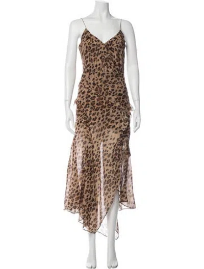 Pre-owned Veronica Beard Silk Midi Length Dress In Brown