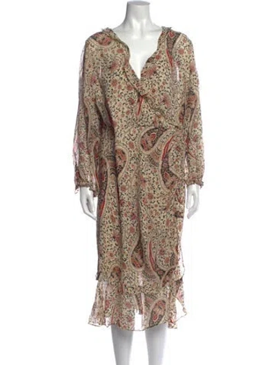 Pre-owned Veronica Beard Silk Midi Length Dress In Brown