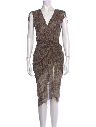 Pre-owned Veronica Beard Silk Midi Length Dress In Brown