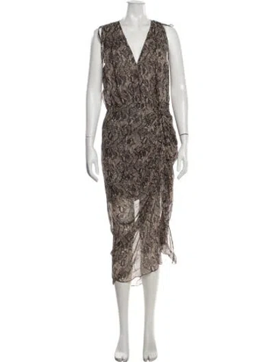Pre-owned Veronica Beard Silk Midi Length Dress In Brown