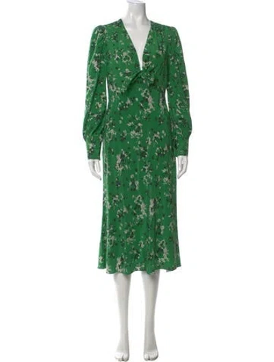 Pre-owned Veronica Beard Silk Midi Length Dress In Green