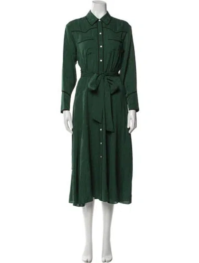 Pre-owned Veronica Beard Silk Midi Length Dress In Green