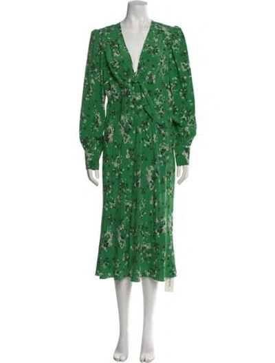 Pre-owned Veronica Beard Silk Midi Length Dress In Green