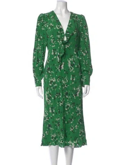 Pre-owned Veronica Beard Silk Midi Length Dress In Green