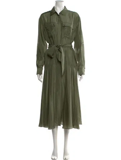 Pre-owned Veronica Beard Silk Midi Length Dress In Green