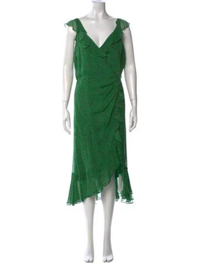 Pre-owned Veronica Beard Silk Midi Length Dress In Green