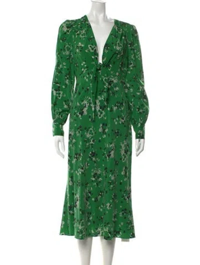 Pre-owned Veronica Beard Silk Midi Length Dress In Green