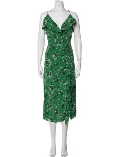 Pre-owned Veronica Beard Silk Midi Length Dress In Green