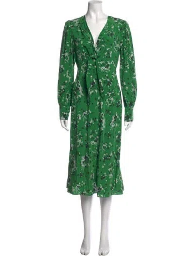 Pre-owned Veronica Beard Silk Midi Length Dress In Green
