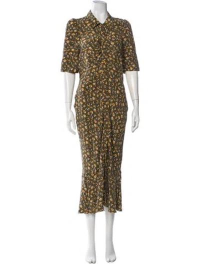 Pre-owned Veronica Beard Silk Midi Length Dress In Green