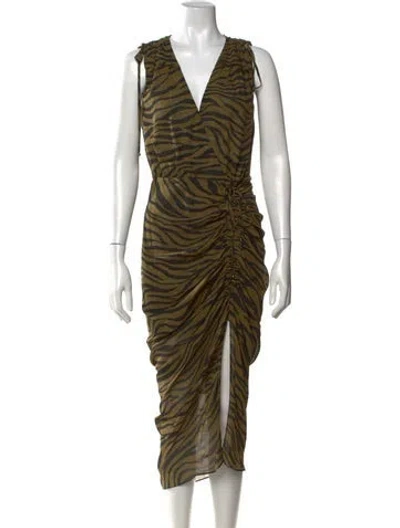 Pre-owned Veronica Beard Silk Midi Length Dress In Green