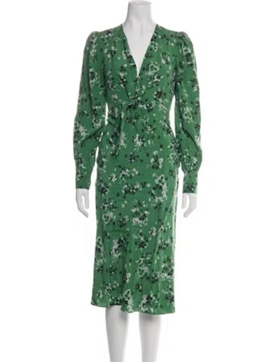 Pre-owned Veronica Beard Silk Midi Length Dress In Green